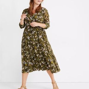Madewell Cinch-Waist Tiered Midi Dress in Wildblooms